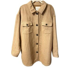 Hudson North Shacket Wool Blend Button Up Jacket Tan Herringbone Women’s 3X